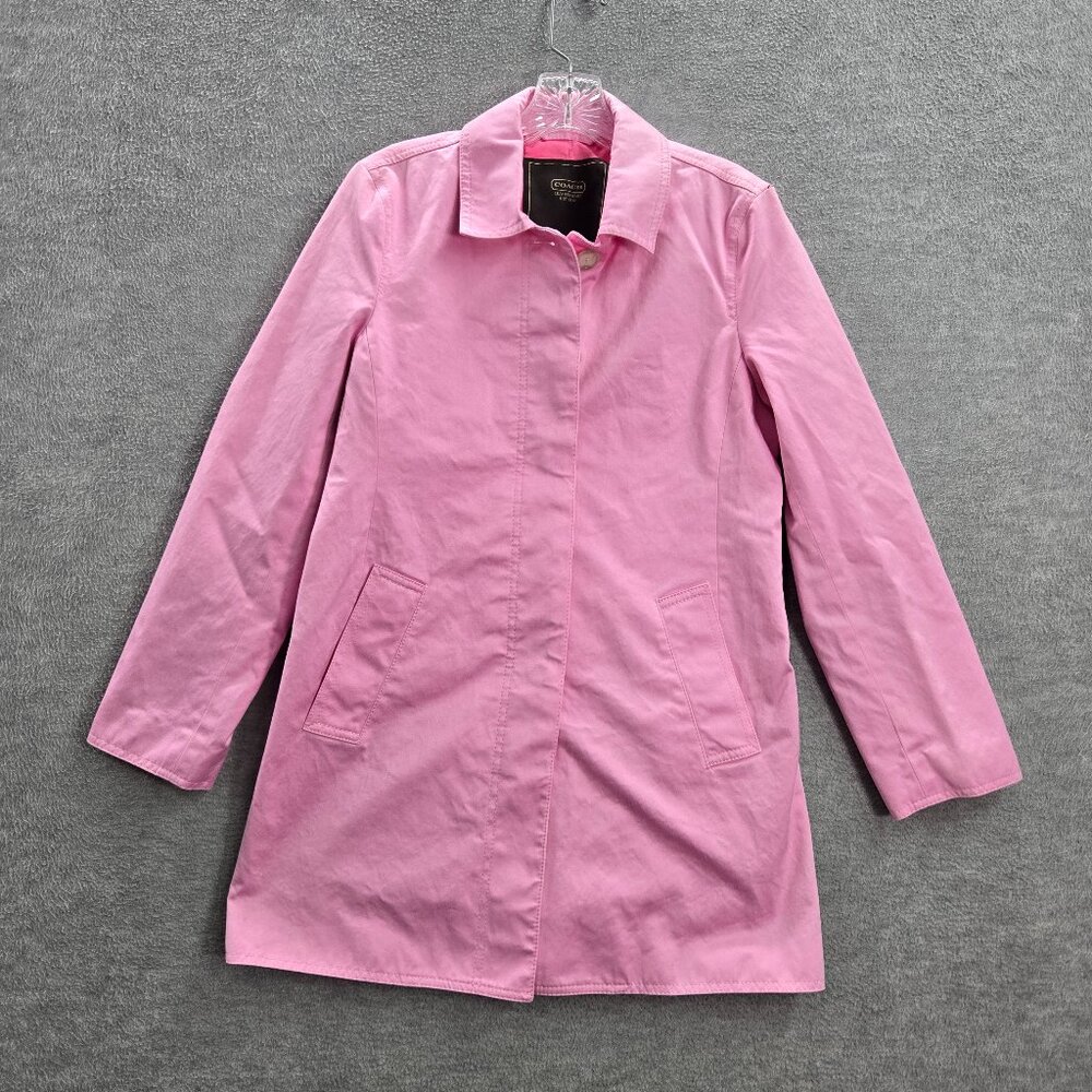 Coach Women Overcoat Small Pink Button Front READ